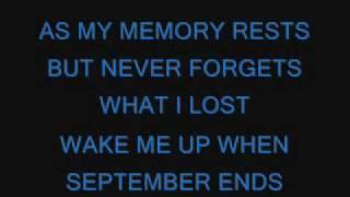 Green Day-Wake Me Up When September Ends lyrics