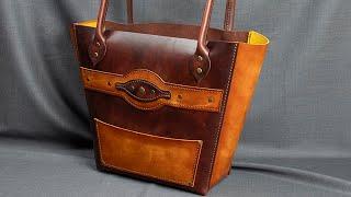 Сумка шоппер из кожи своими руками + выкройка. / Tote leather bag handmade DIY + pattern