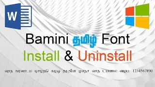 Install Uninstall Bamini Tamil Font on Windows 10 தமிழில்