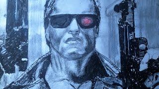 Drawing The Terminator T-800 1984 ( L be Back!)