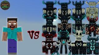 HeroBrine v2 (Freamsicoteast) vs Warden Plus | Minecraft Bedrock | Mob Battle