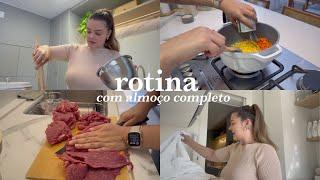 Rotina de dona de casa, mercado, fazendo almoço completo, tarde na rua e jantar improvisado