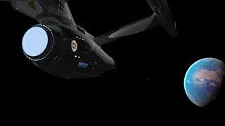 Star Trek Starship Enterprise rendezvous with shuttle craft CGI animation.