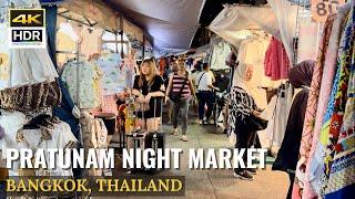 [BANGKOK] Pratunam Night Market "Night Shopping Clothes & Thai Souvenir" | Thailand [4K HDR]