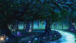 Enchanted Magical Forest Ambience: Crickets, Frogs, Trickling Stream, Sleepy Night Forest Sounds