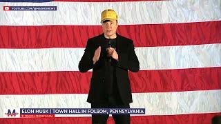  Elon Musk goes 'Gold MAGA' at Town Hall in Folsom, Pennsylvania (Oct 17, 2024) [LIVE]