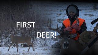 7 YR. OLD Gets His First Deer! Late  Season Hunt.