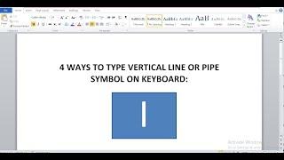 How to type vertical line or pipe symbol on keyboard/Word - Shortcuts and Alt code for Vertical Bar