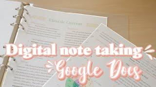 GOOGLE DOCS NOTES I Aesthetic digital note-taking using google docs