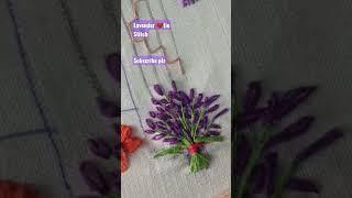 How to Lavender Stitch|Lavender Tie Stitch|beautiful Lavender flowers hand embroidery design #shorts