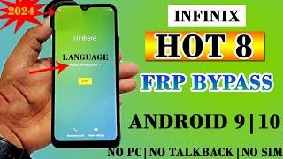 Infinix Hot 8 (X650C) Frp bypass| Android 9 without pc 2024 method.