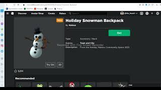 БЕСПЛАТНЫЙ РЮКЗАК СНЕГОВИК в роблокс | Holiday Snowman Backpack roblox | БЕСПЛАТНЫЕ ВЕЩИ 2022