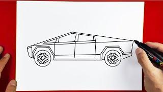 How to Draw Car Tesla Cybertruck