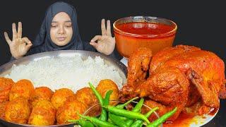 ASMR EATING WHOLE CHICKEN CURRY,SPICY EGG CURRY,GREEN CHILI,RICE FOOD VIDEO BIGBITES