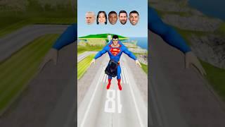 SUPERMAN VS CR7, Messi, Georgina, Mbappe, Haaland Characters️#beamngdrive     #football    #shorts