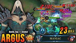 23 Kills + MANIAC!! Winged Nightmare Argus Season 27 Skin!! - Build Top 1 Global Argus ~ MLBB