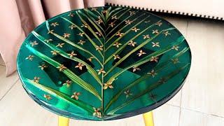 Resin Art Tutorial! Amazing Green Table Made from Flowers and Epoxy Resin.