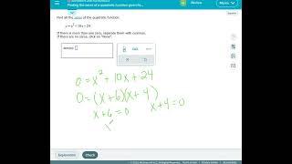 Finding the zeros of a quadratic function given its equation