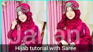 Hijab tutorial with Saree | Easy hijab tutorial | Sanjida Alam ️#hijabtutorial #hijab #hijabi