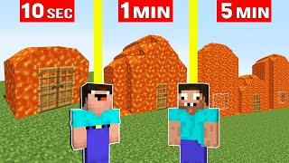 NOOB vs PRO LAVA HOUSE BUILD CHALLENGE Minecraft ! Noob and Pro Minecraft