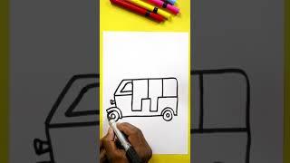 How to draw Auto Rickshaw step by step from 411 number | Easy Drawing