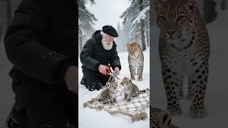 Mother Snow Leopard Saves Her Cubs with the Help of an Old Guy! #animals #rescueanimals #humanity