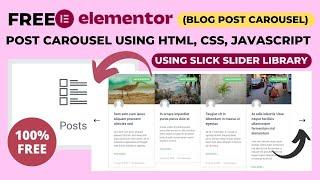 Blog post slider elementor free No extra plugin | Post Slider Elementor|Post Carousel Elementor Free