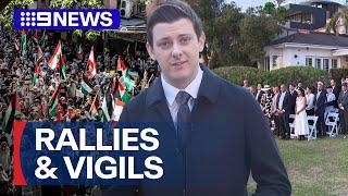 October 7 rallies and vigils held in Sydney and Melbourne | 9 News Australia