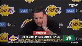 Postgame | JJ Redick said there's “obviously concern” with LeBron James’ groin strain in Lakers loss