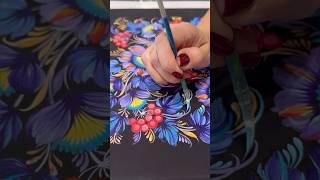 This amazing floral painting on black canvas by @kryvolap.ca. #floralpainting #acrylicpainting
