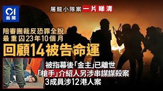 屠龍小隊案總結．一片看清｜14被告9人判囚　金主已死、涉案者另涉謀殺案｜吳智鴻重判23年10個月｜陪審團裁定反恐罪行全脫罪｜涉12港人案｜01新聞｜2019反修例事件｜法庭｜屠龍小隊｜高等法院