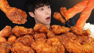 교촌 허니콤보 치킨 먹방! BBQ CHICKEN WINGS MUKBANG FRIED CHICKEN ASMR EATING SOUNDS