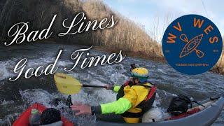 Late Autumn Inflatable Whitewater Kayaking in Appalachia. Guyandotte River, WV