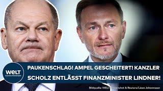 DEUTSCHLAND: Paukenschlag! Ampel gescheitert! Kanzler Olaf Scholz entlässt Finanzminister Lindner!