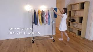 Tatkraft Drogo - Clothes Rack, 220 Lbs Load Capacity, Easy Assembly - 1 min, Clothes Rail on Wheels