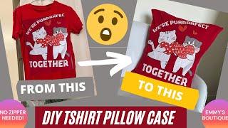 Turn a T-shirt into a pillow! | DIY Pillow Case| No Zipper and Easy Pattern! | Free Pillow Pattern