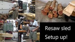 Grizzly Bandsaw Sled for Resawing 4' long logs Setup