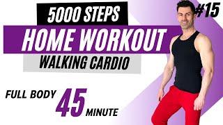 WALKING CARDIO workout at HOME. 5000 steps. Do it twice and get 10000 steps - NO jumping