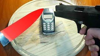 РАСКАЛЕННЫЙ НОЖ в 1000 ГРАДУСОВ VS. NOKIA 3310 VS. ПИСТОЛЕТ
