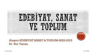 1. Ünite/Edebiyat Sanat & Toplum/ Sanat ve Toplum- Nur Yaman