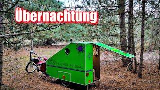 ️ÜBERNACHTUNG allein im WALD - 3 TAGE FAHRRADWOHNWAGEN TOUR [TEIL2]