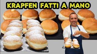 KRAPFEN (BOMBOLONI) NUOVA RICETTA CON IMPASTO SUPER SOFFICE FATTO MANO  CORSO DI PASTICCERIA IN CASA