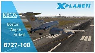 X PLANE 11 | Landing Boston Airport [KBOS] | B727-100 | Lufthansa