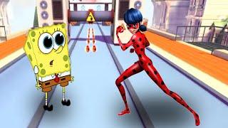 Леди Баг LadyBug и  ГУБКА БОБ   SPONGEBOB соревнуются кто лучше!