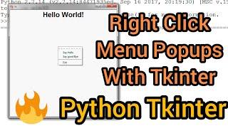 Right Click Menu Popups With Python Tkinter