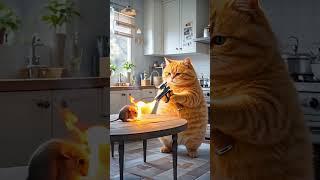 Battle & Breakfast: Cat vs. Mouse Adventure! 🪤 #cute #kitten #catlover