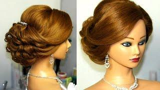 Bridal updo. Romantic hairstyle for  medium hair.