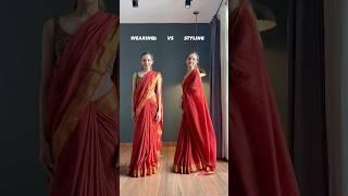 Wearing VS Styling A Cotton Saree Draping| Hip pleat hack | Monalisha Mahapatra | #saree #red