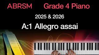 Allegro assai / ABRSM Grade 4 Piano 2025 & 2026, A:1 / Synthesia Piano tutorial + Slow Version