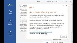 No Se Pudo Instalar Office || Error 0-1036(0) Solucion Para Instalar Office